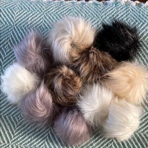 Lot Of 11 Faux Fur Pom Poms